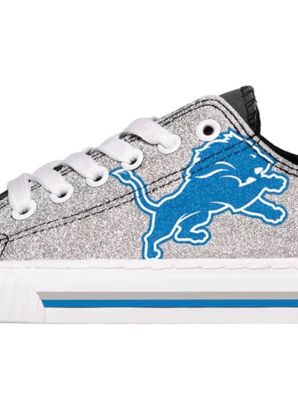 Detroit Lions Kids Silver Glitter Low-Top Sneaker